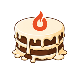 MegaBake logo: a layered cake topped with a flame